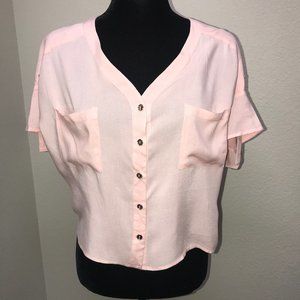 Charlotte Russe Peach Cropped Blouse size Medium